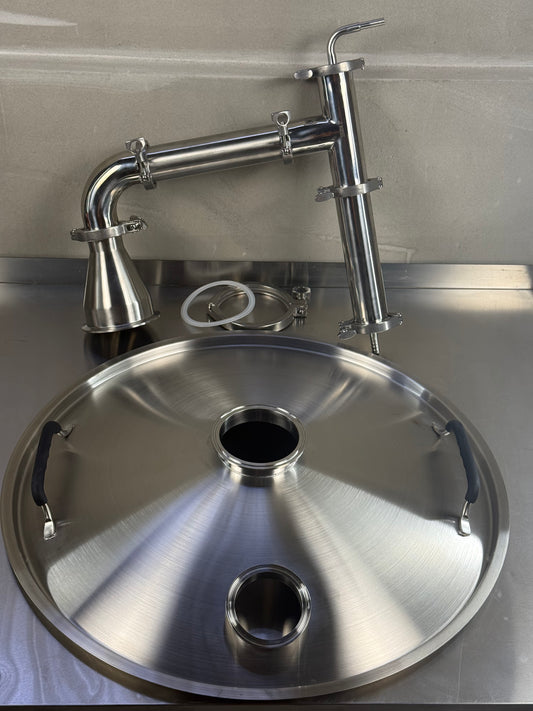 Steam Condenser Set Ø600 — Dome Lid + 2" Kit + Reducer · fits K220 & 595–605 mm