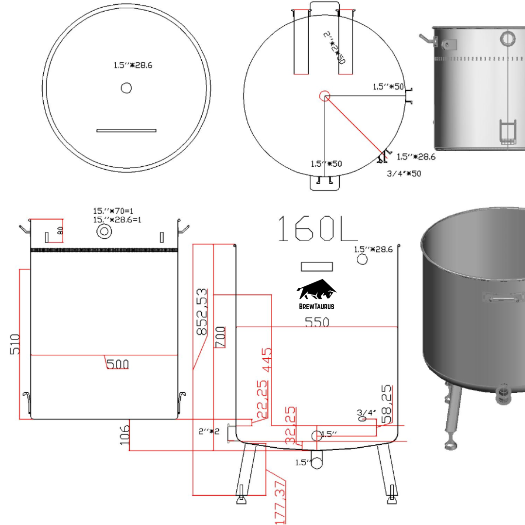 K160L Brew Kettle + Malt Pipe - Dented / bent