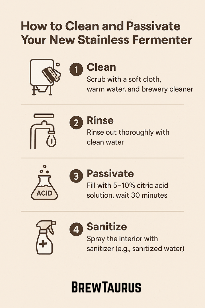 How to Clean, Sanitize, and Passivate Your Fermenter (Before First Use)
