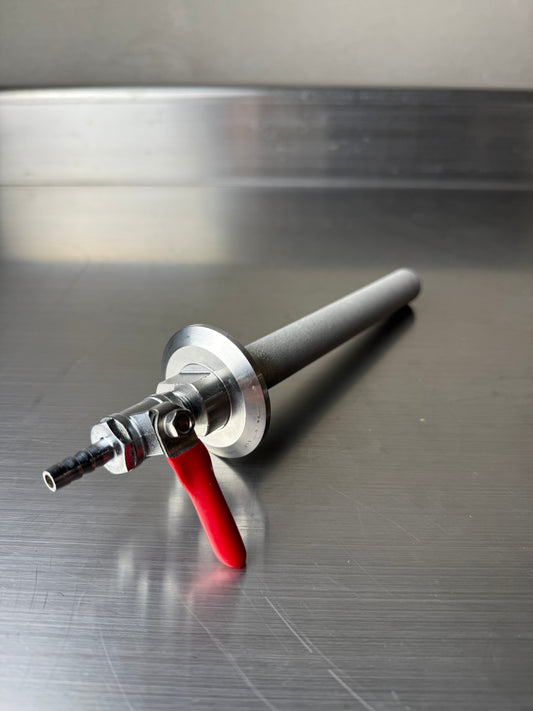 1.5" Carbonation Stone assembled with the Ball valve 1/4NPT to 1/4'' hose nipple