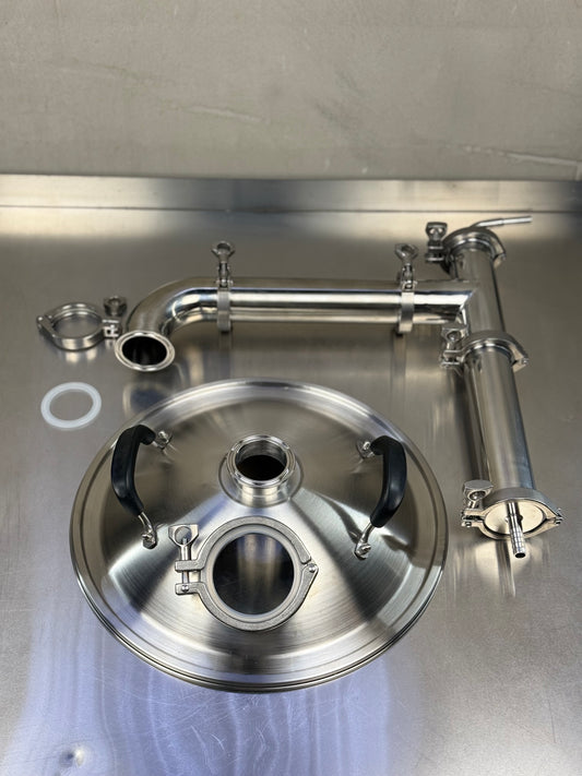 Steam Condenser Set Ø350 — Sight Glass Lid + 2" Kit · fits B40L & 340–355 mm