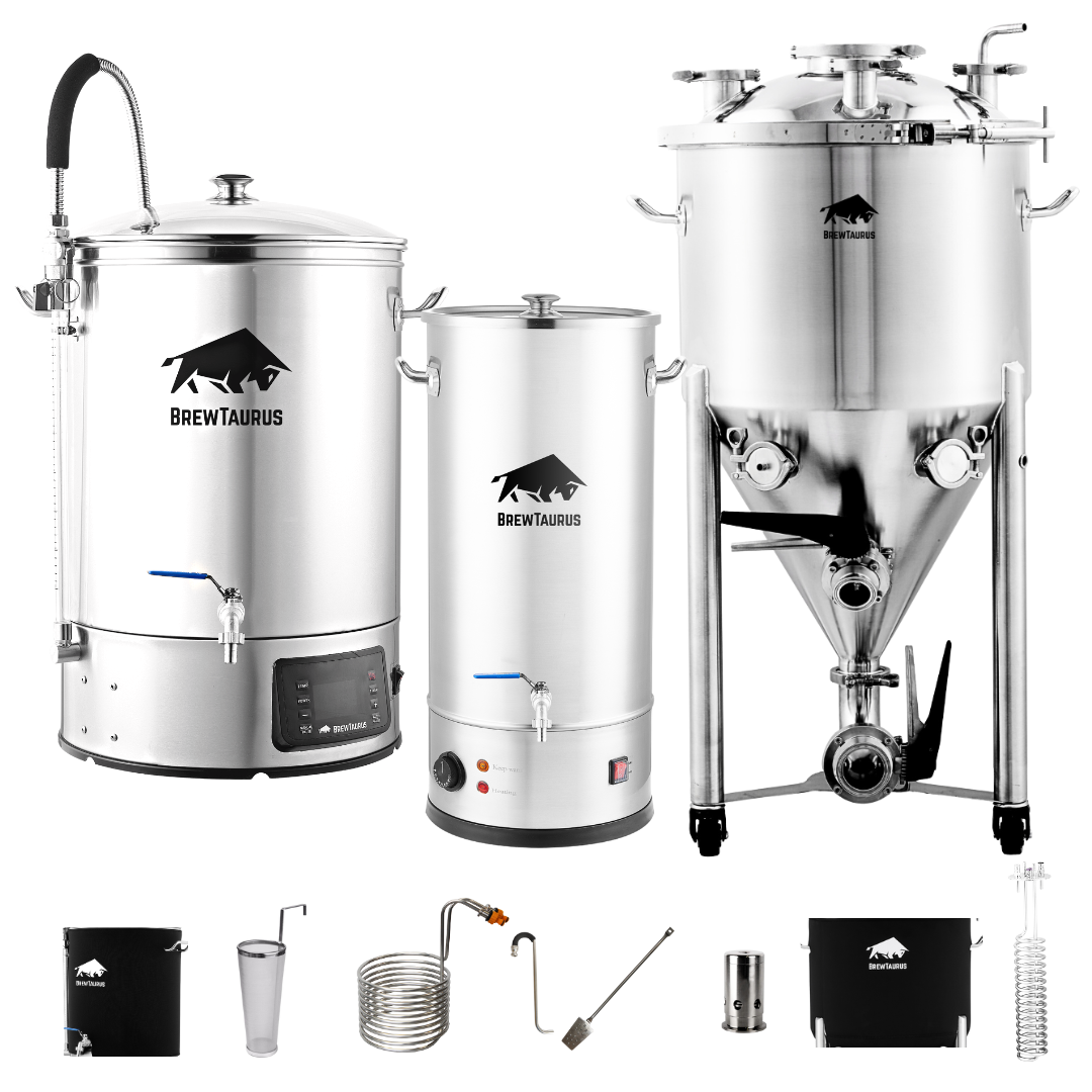 Brewhouse: B65L Brewing System PRO [Extra accessories] & PF55L Conical Fermenter +[Extra accessories] & BrewTaurus SW40L Sparge Water Heater