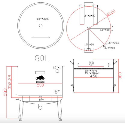 K80L Brew Kettle + Malt Pipe