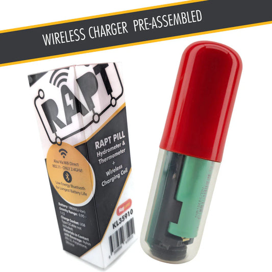 Wirelessly Charged RAPT Pill Hydrometer & Thermometer (Pre-Assembled, Red Housing)