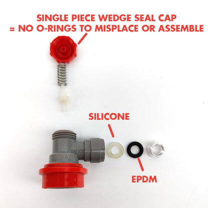 Duotight 8mm (5/16) x Ball Lock Disconnect - (Grey + Red Gas)
