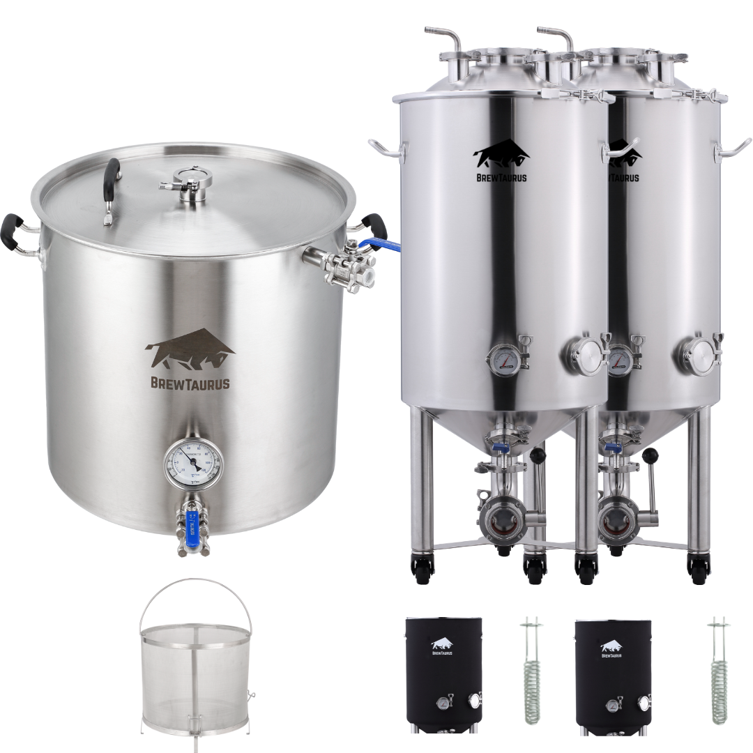 Brewhouse: K125L Brewing Kettle & 2x F70L Conical Fermenter Gen.2 [Extra accessories]